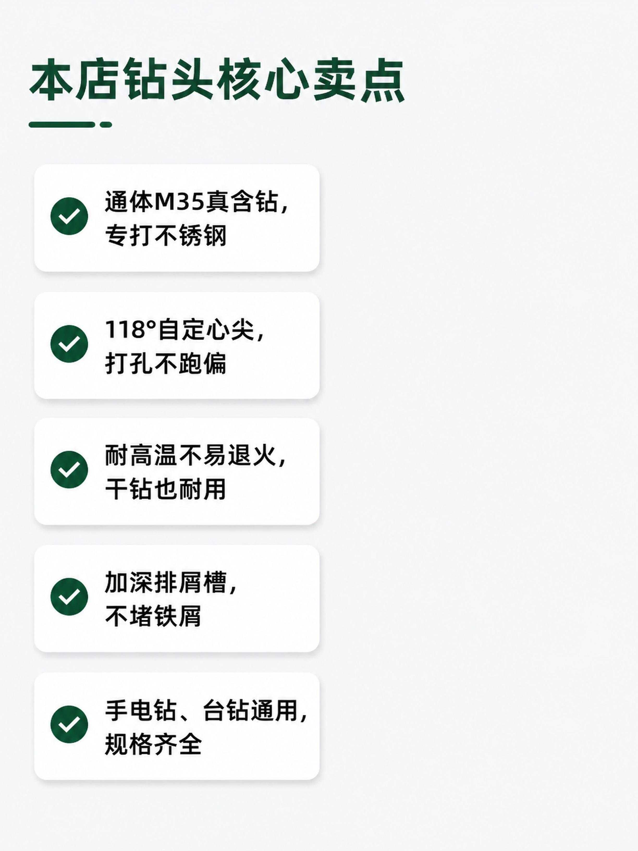 首屏大标题（主图大字）： 分清真假含钴钻头，别再白花冤枉钱！… - 图片创意预览