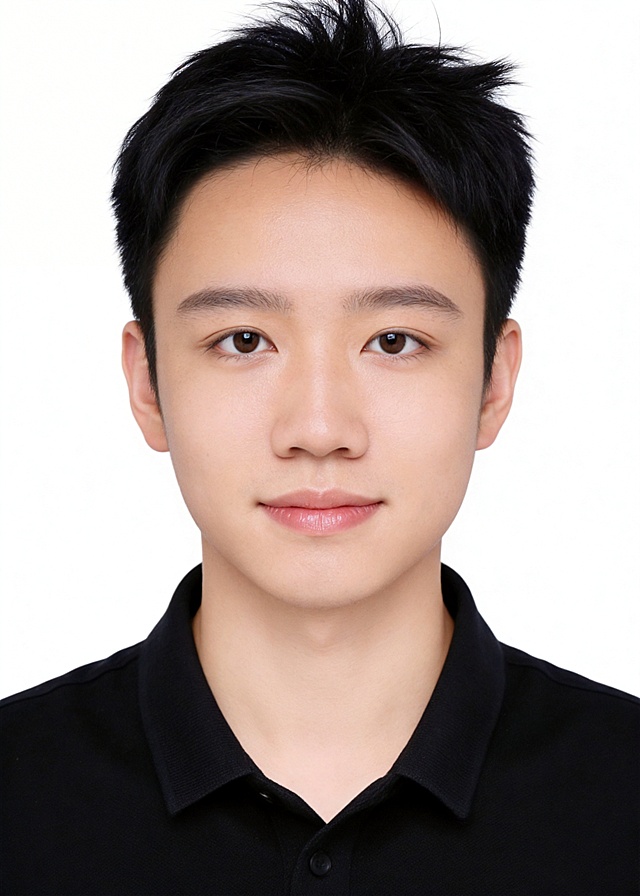 保留第一张图中人物发型､脸型､年龄特征生成标准样式纯正面证件照;人物主体严格居中,头部大小与位置严格对齐第二张图,双肩水平平衡,面部中轴线对齐画面中心,正视前方;标准证件照构图,人物绝对居中;头顶上方距离上边缘高度10%,下巴距离画面下边缘高度30%,人物主体占比约68%;肩部平展与画面水平轴平行;头部占比严格对齐第二张图;提亮肤色,消除暗沉,清透裸妆,隐形毛孔,均匀肤色,唇色自然提亮;肤色白皙细腻,肤质呈现匀净哑光质感(自然白皙);轻透裸妆+重点提亮;唇色润泽(半哑光质地);眼神澄澈,看向镜头,气质自信,嘴角微微上扬表情自然;耳廓可见度一致;肩部平展,肩线与画面水平轴平行;头肩比例协调呈现;免冠,不戴帽子,无头饰,无发带,不戴眼镜,无胡子,面部无痣,消除面部瑕疵;身着黑色棉质长袖polo衫,保持原有款式和颜色不变;柔和正面顺光均匀柔光,面部明亮无硬影,背景均匀提亮,画质清晰,零噪点降噪;面部清晰;背景亮度均匀统一;高清锐利画质,细节清晰可见;零噪点处理;色彩还原自然,均匀柔和布光,无明显阴影,面部光影干净,柔光正面打光,自然光影过渡,皮肤质感细腻,哑光质感;标准焦段50mm,纯正面,入境范围头部至胸部以上区域,F/4光圈(兼容F/2.8-F/4区间),平视视角(镜头与人物视线完全齐平),正视视图;人物绝对居中(居中构图),位于画面中心;严格限定标准证件照规格;视线水平(瞳孔连线与画面水平线平行);双耳对称露出,双肩水平且平衡,头部占比严格对齐垫图,禁止大头照(画面铺满画布,无边框留白);专业证件照质感,高清人像质感,细腻皮肤纹理,严格按照第一张图内容生成,分辨率4K;极简纯白色背景,背景亮度均匀且统一(哑光质感);禁止裁切头顶, 禁止额头被截, 禁止超大头, 禁止主体溢出画面, 禁止偏头/倾斜;头顶上边距8-10%, 头部高度60-68%, 双眼高度56-58%, 严格对齐第二张垫图;画面比例5:7