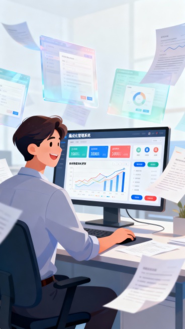 帮我生成 告别重复操作、系统切换、库存不准…的场景的图片预览效果