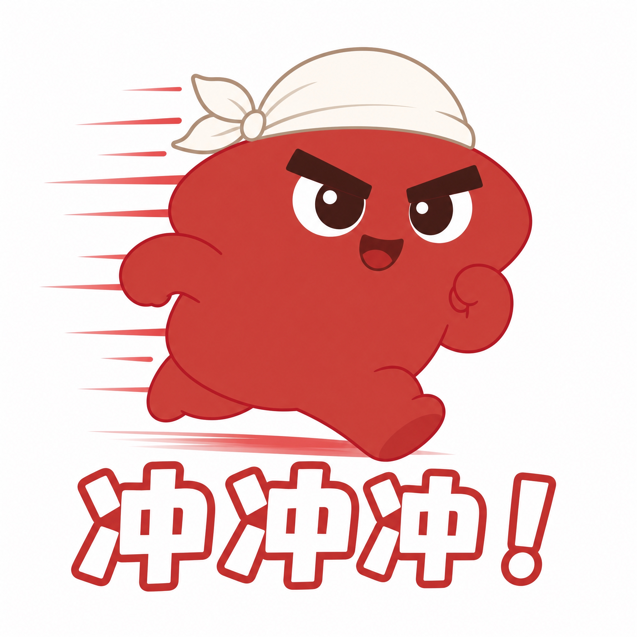 基于参考图中的红色云朵状卡通IP形象（戴白色头巾，浓眉大眼，身… - 图片创意预览