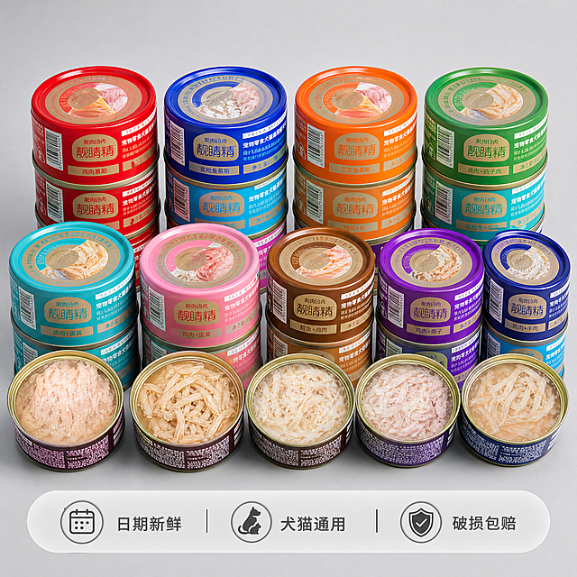 使用电商主图技能生成5张比例1:1的电商主图，适配平台为淘宝/天猫，商品为「图片1」，商品卖点为宠物零食犬猫通用罐头85g猫咪零食湿粮猫罐头，