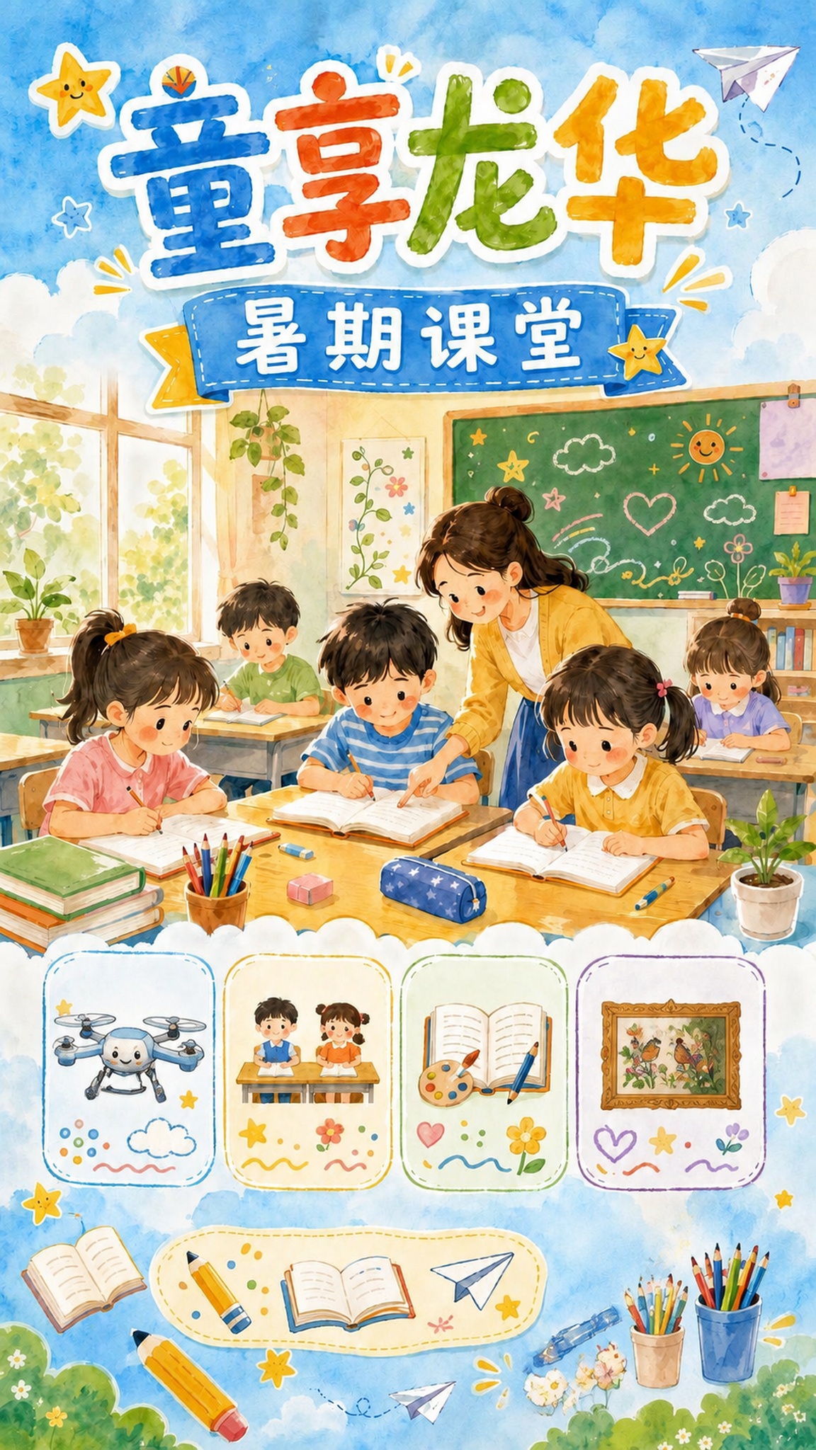 在原图基础上做以下修改： 1. 左数第一个卡片（老师讲课图标）… - 图片创意预览