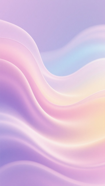一张具有柔和流动感的渐变纹理背景，整体呈现出梦幻的粉紫色调，融合了淡粉、浅紫、柔蓝和鹅黄等颜色，色彩过渡自然平滑，带有细腻的光泽感和丝绸般的顺滑质感，光线柔和均匀，营造出宁静而浪漫的氛围，纹理呈现出优雅的波浪状曲线，没有明显的文字或图案元素。预览效果