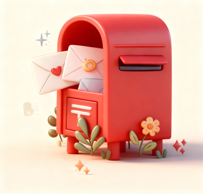 去掉邮筒上的英文MAIL BOX，保持整体C4D风格、红色立体质感和原有构图，将文字区域填充为和邮筒一致的红色，自然融合预览效果