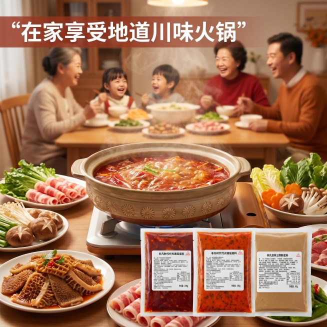 [主图 4] 火锅食用场景展示。
[氛围风格] 温馨热闹家庭聚餐，幸福感；
[画质] 商业摄影质感、光线柔和通透、产品清晰真实、画面干净高级、超高清。
[元素] 火锅咕嘟咕嘟沸腾，周围摆放涮好的毛肚、预览效果