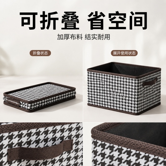 「图片1」「图片1」「图片1」「图片1」，生成一套主图（5张），商品名称是收纳盒，卖点是大容量，抽屉式，可分格，储物盒，家用宿舍用，适配抖音平台，主图比例为1:1预览效果