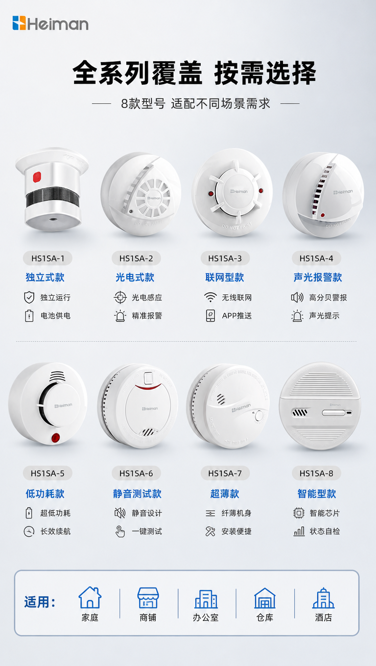 [商品] 使用【图1】全部8款海曼烟雾报警器；每款保留原始结构… - 图片创意预览