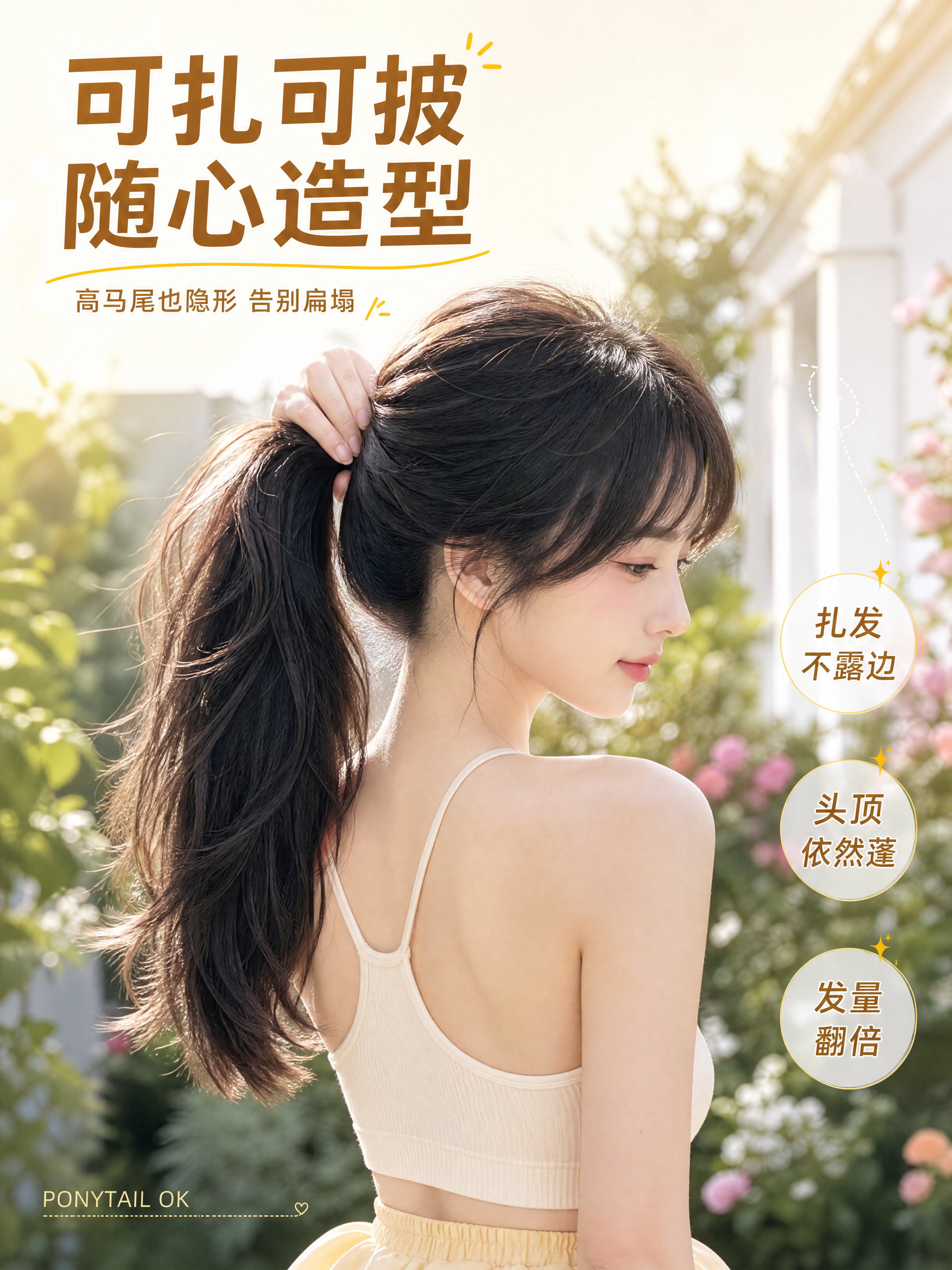 [第7张] 可扎发展示 - 高马尾扎发造型页。本张使用【图6】… - 图片创意预览