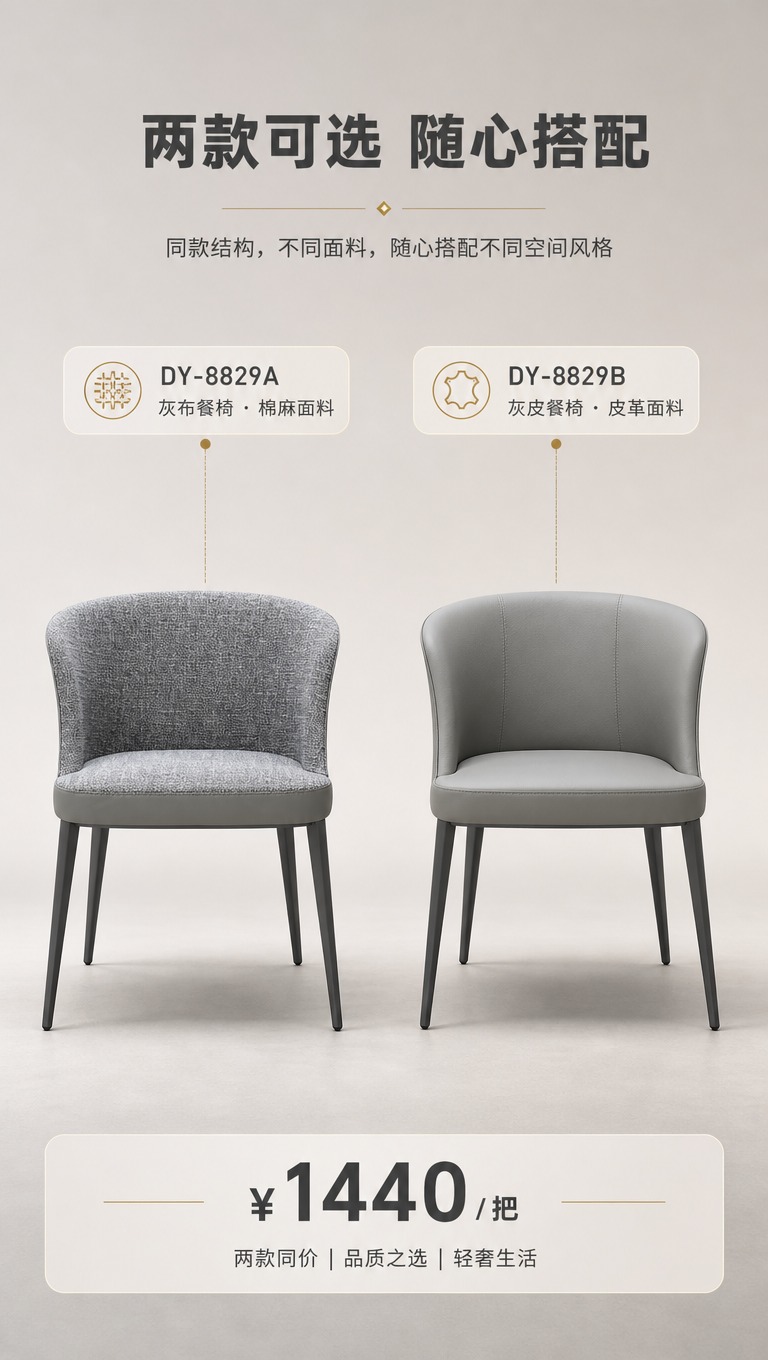 [商品] 使用【图1】中DY-8829A灰布餐椅和DY-882… - 图片创意预览