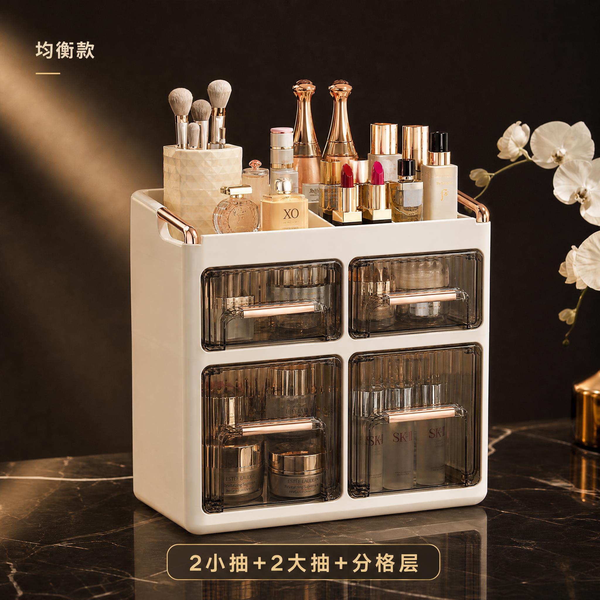 [SKU-9] 2小抽+2大抽+顶部分格层款化妆品收纳盒，单款… - 图片创意预览