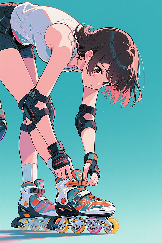 脱下轮滑鞋的少女