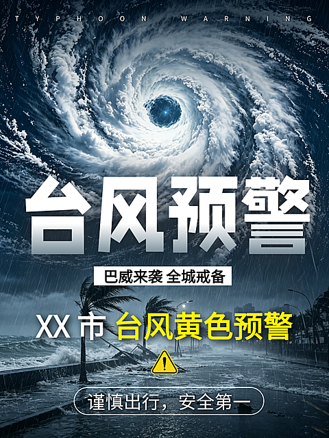 台风暴雨预警提示小红书卡通封面