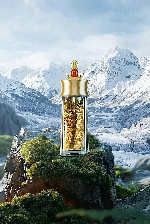 将远处的山改为雪山，近处的产品保留