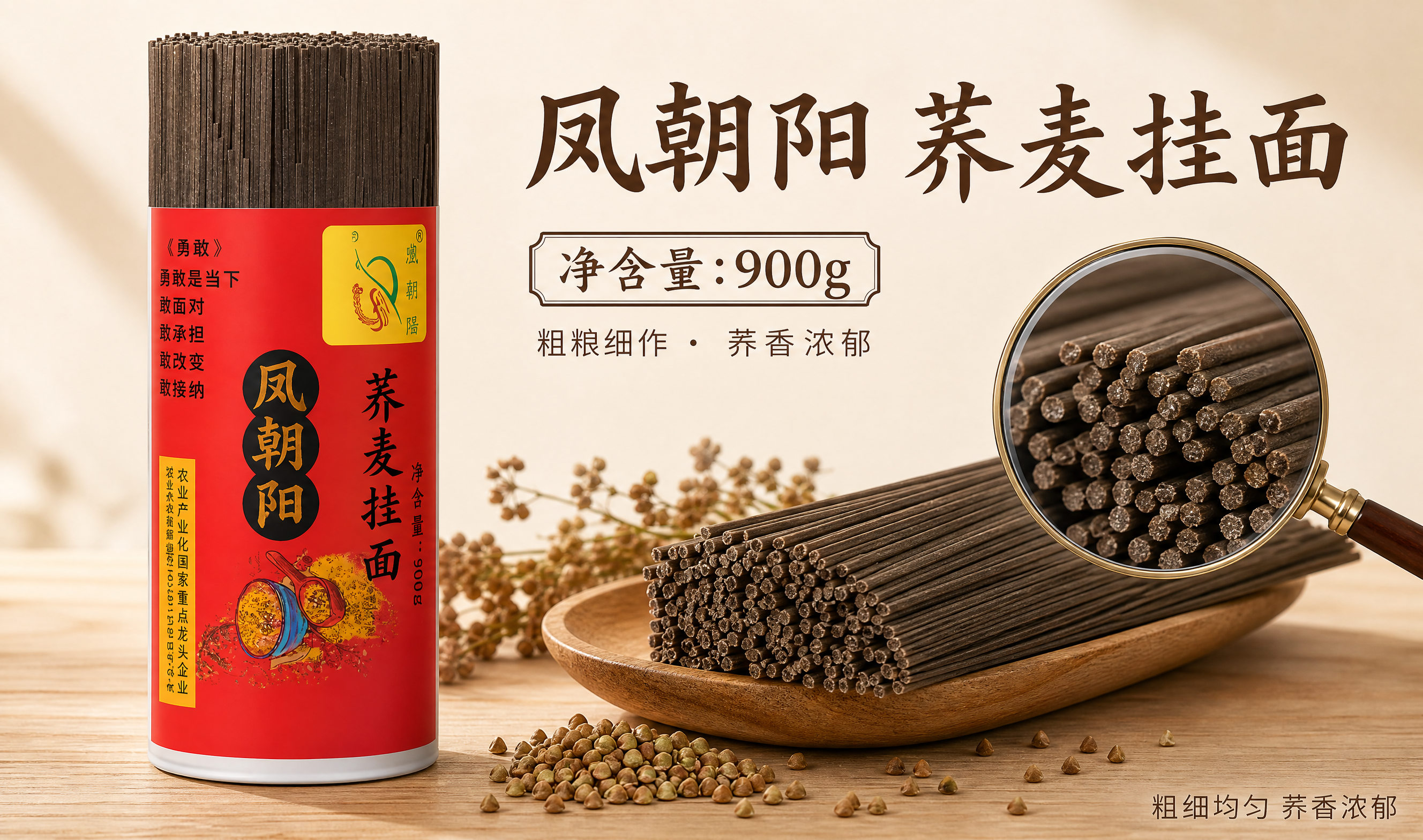 [900g-荞麦质地卡] 淘宝/天猫详情卡：凤朝阳荞麦挂面90… - 图片创意预览