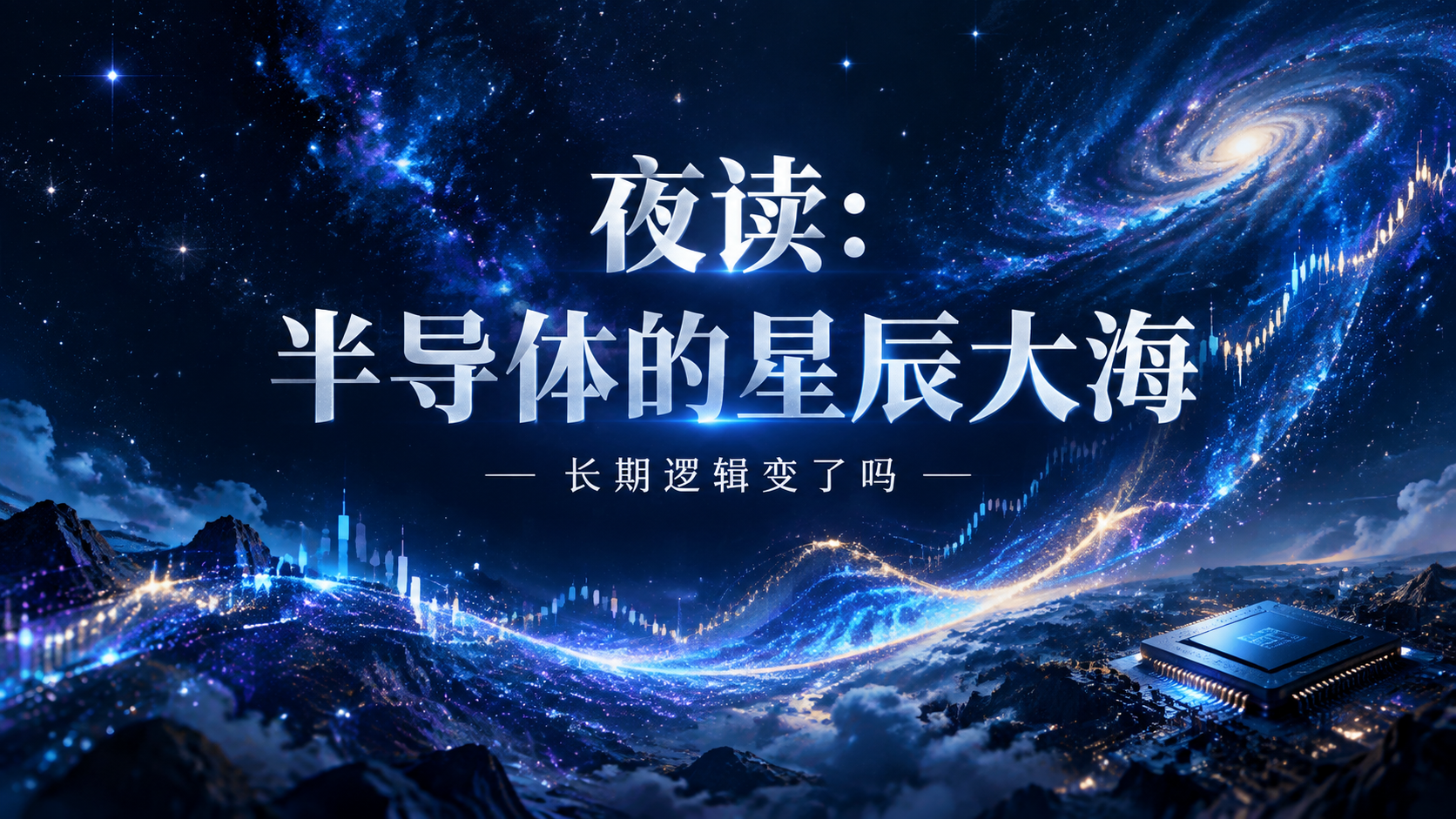 16:9横版股市财经海报，高级午夜蓝色背景，带有星光点点和股票… - 图片创意预览