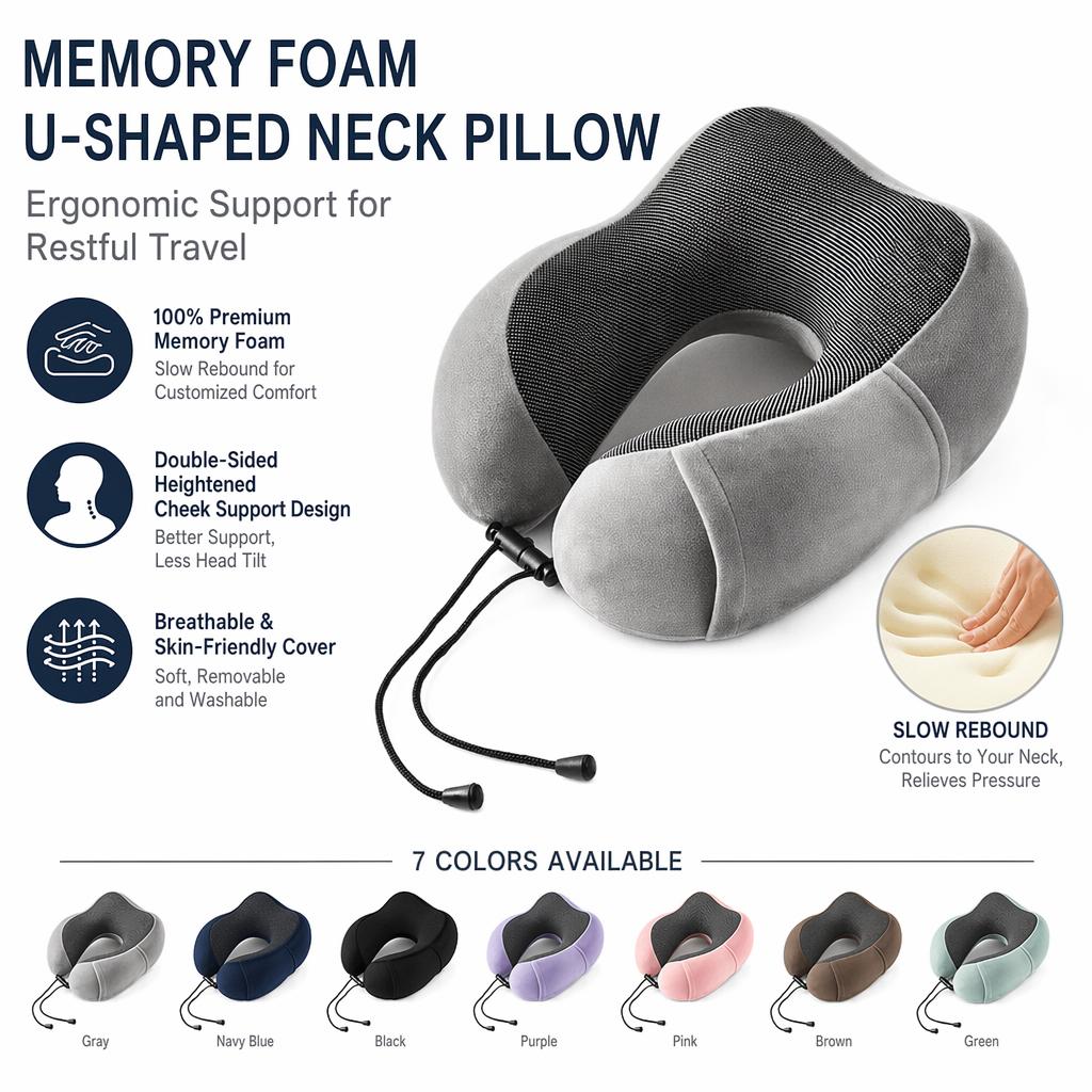 Memory Foam U-Shaped Neck Pillo… - 图片创意预览