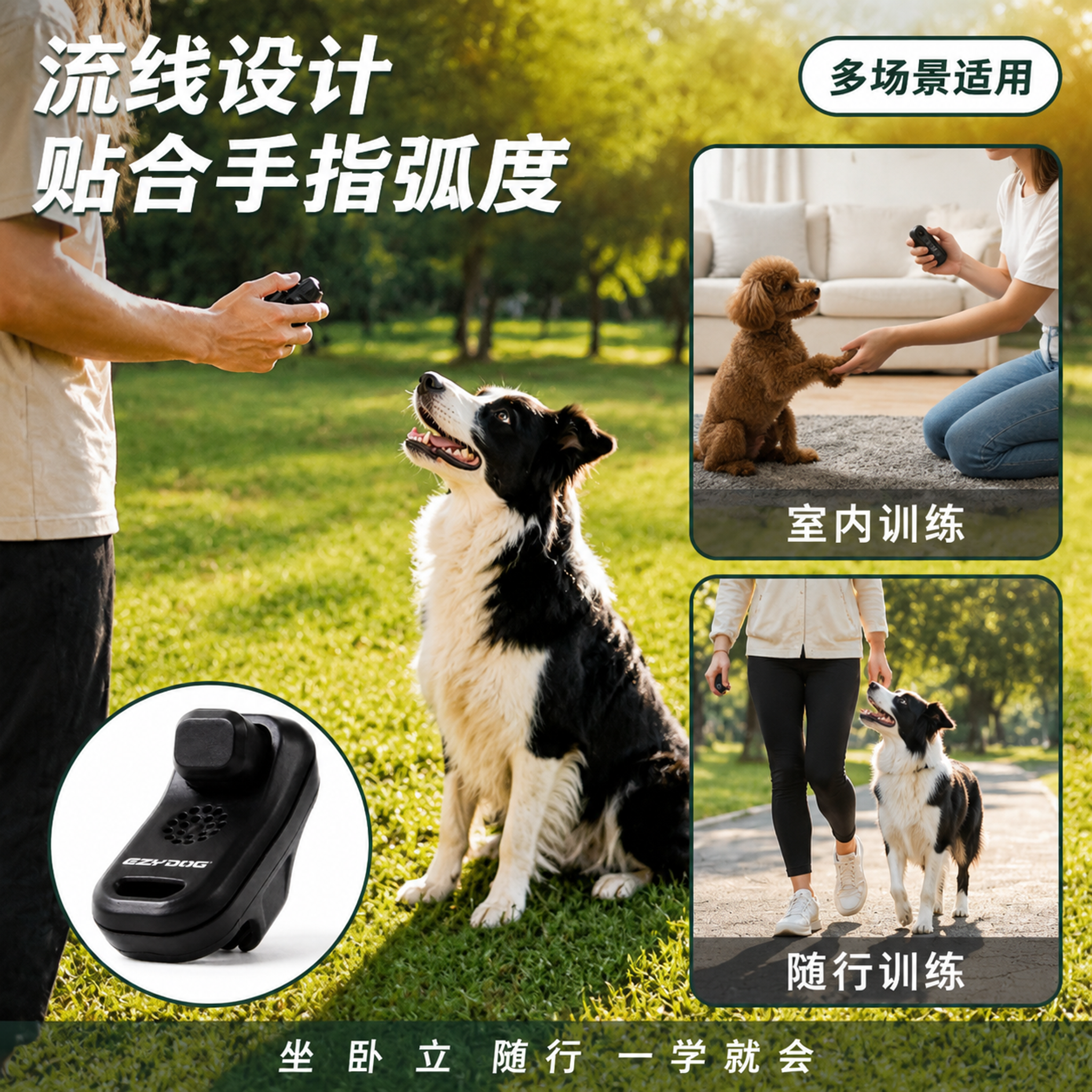 [主图-4] 场景与使用图，流线设计贴合手指弧度，多场景训犬使… - 图片创意预览