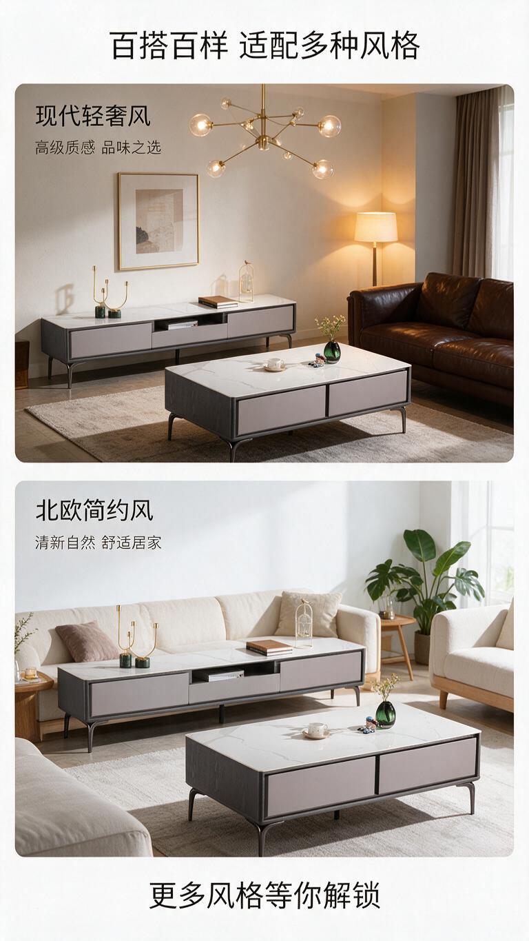 [第7张] 场景搭配页-不同客厅风格搭配展示。本张使用【图1】… - 图片创意预览