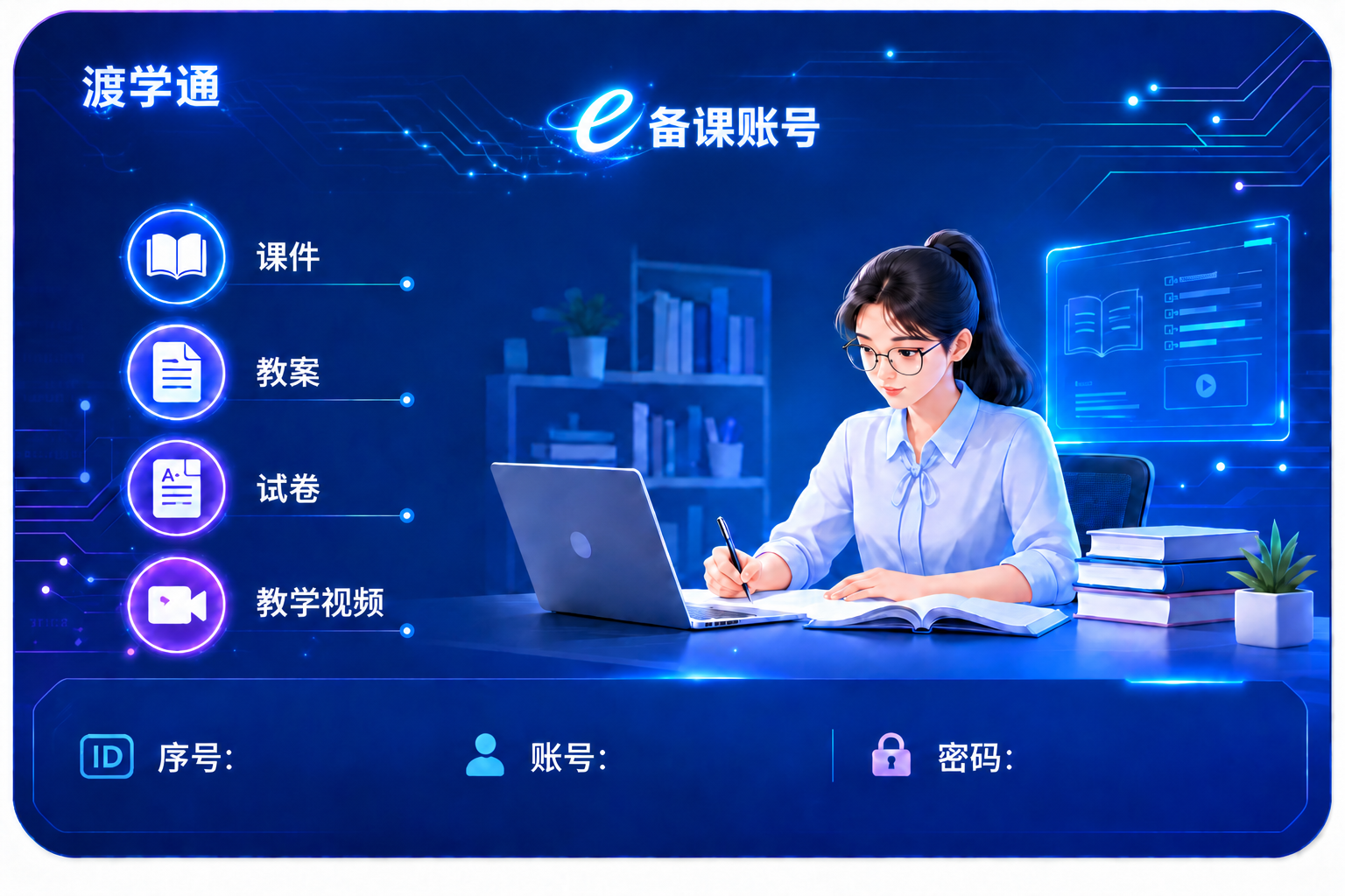 修改这张账号卡：1. 左上角"渡学通"三个字的字体大小缩小为现… - 图片创意预览