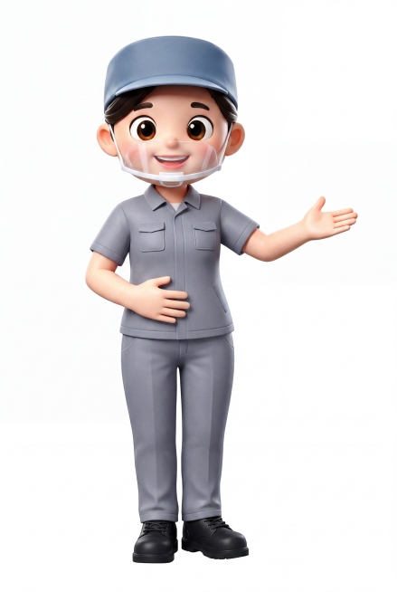 基于图1的3D卡通人物，将其衣服换成图2中女士所穿的灰色短袖工装套装，生成全身图，鞋子改成黑色，4K高清，保持3D卡通风格不变预览效果