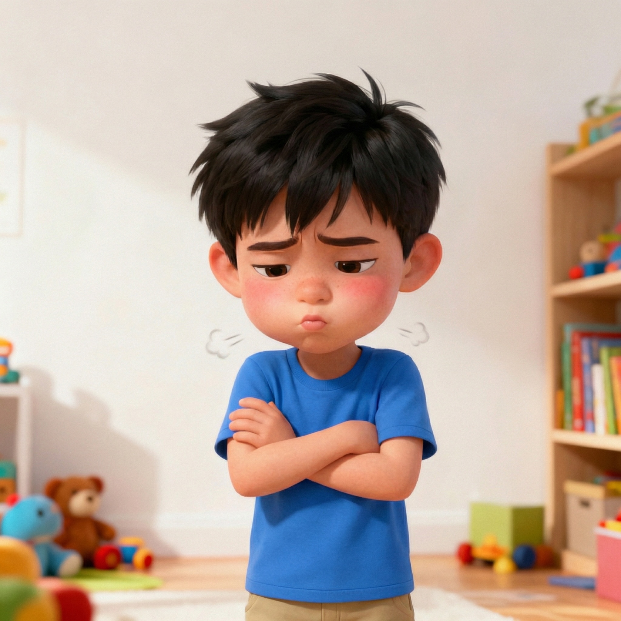 这有些太生气严重了，调整稍有些生气，嘟着嘴低着头 - 图片创意预览