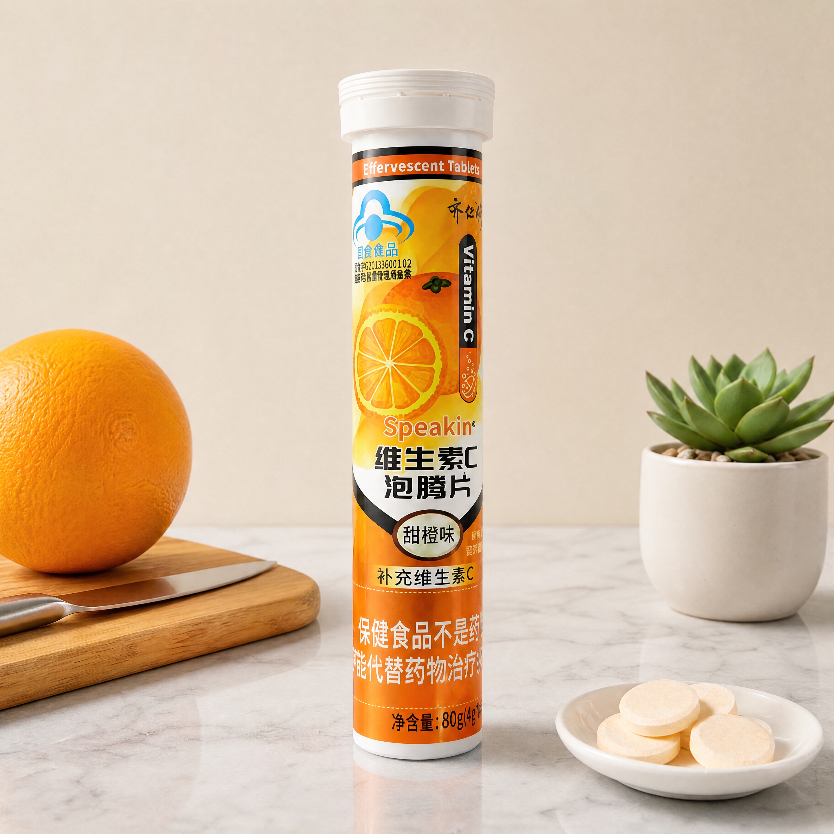 超写实食品商业摄影。 主体：维生素C泡腾片严格参照上传产品图，… - 图片创意预览