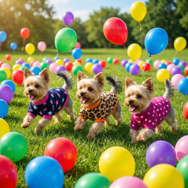 以图中的狗衣服为元素,狗狗穿着衣服在玩耍,生成6张跟狗衣服有关的图,物体主体特征不变,比例 「1:1」预览效果