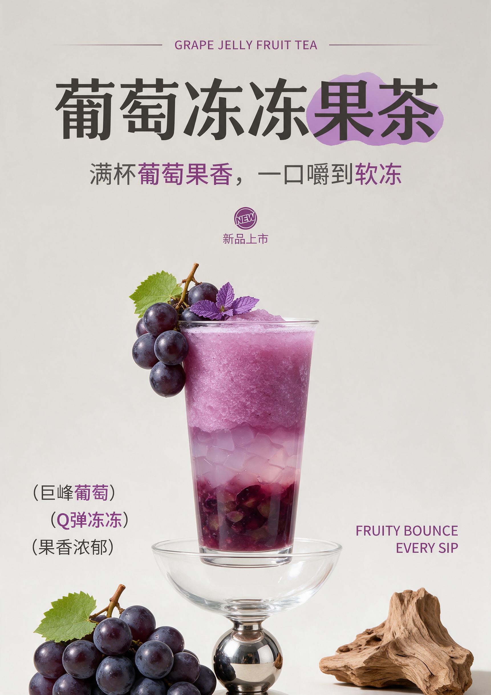 竖版茶饮商业产品海报，尺寸42*59.4cm，整体调性简约高级… - 图片创意预览