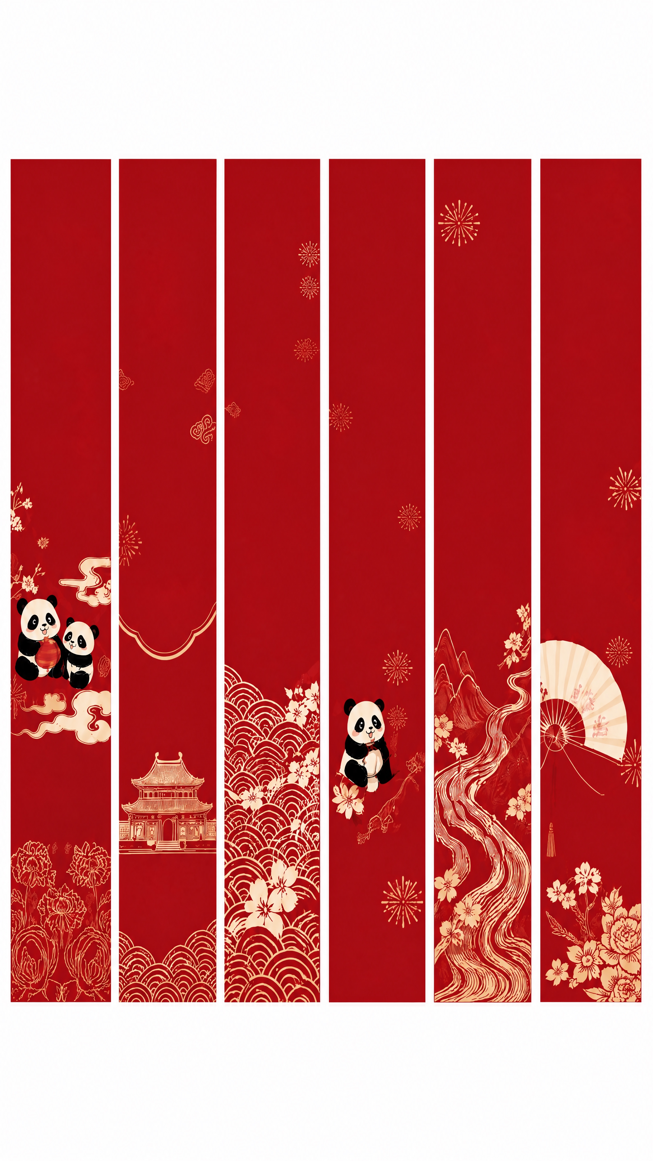 基于参考图，移除六根红色立柱上所有的黑色书法大字和黑色小字（包… - 图片创意预览