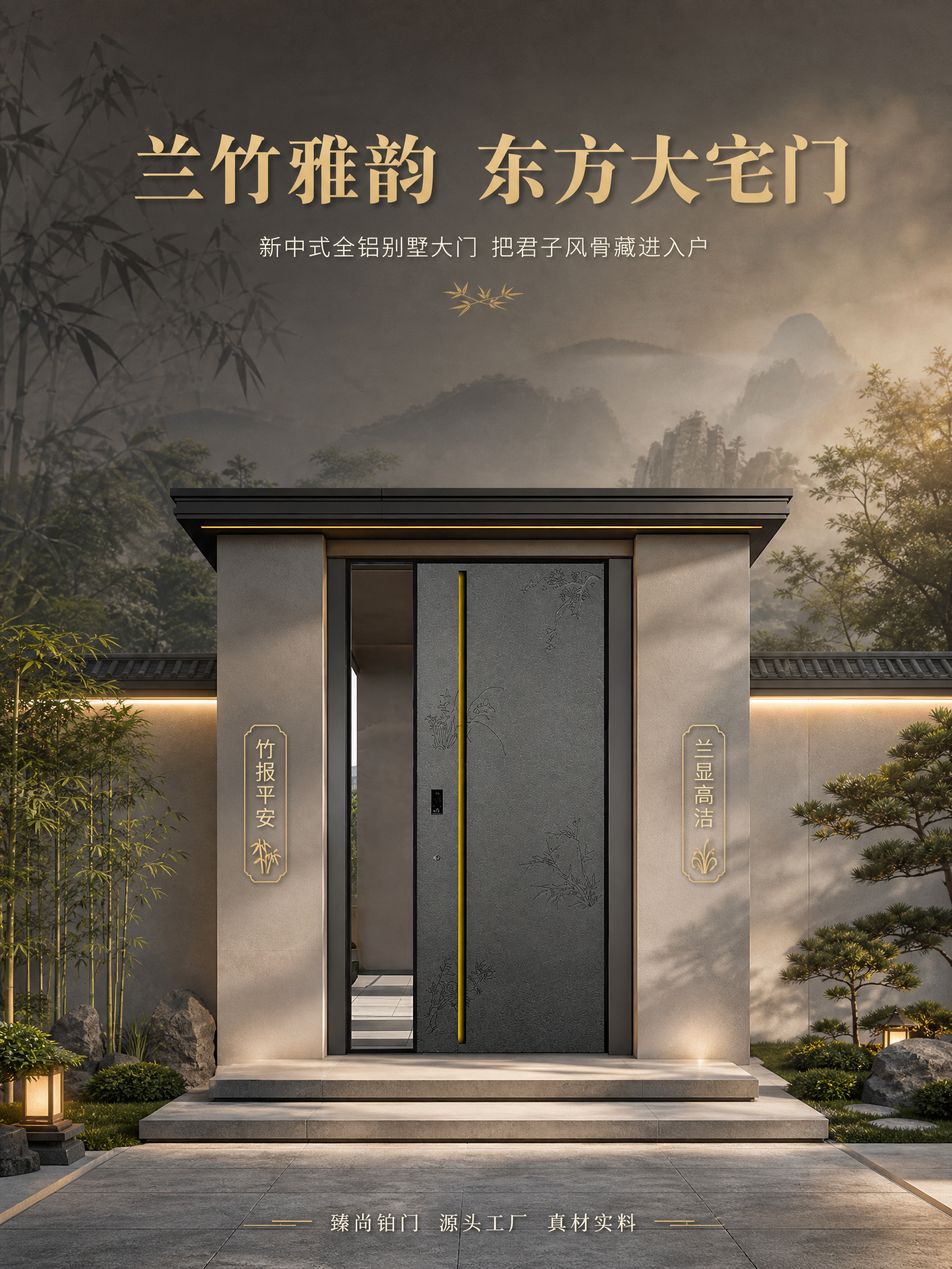 [商品] 使用【图1】臻尚铂门兰竹雅韵全铝别墅大门；保留深灰色… - 图片创意预览