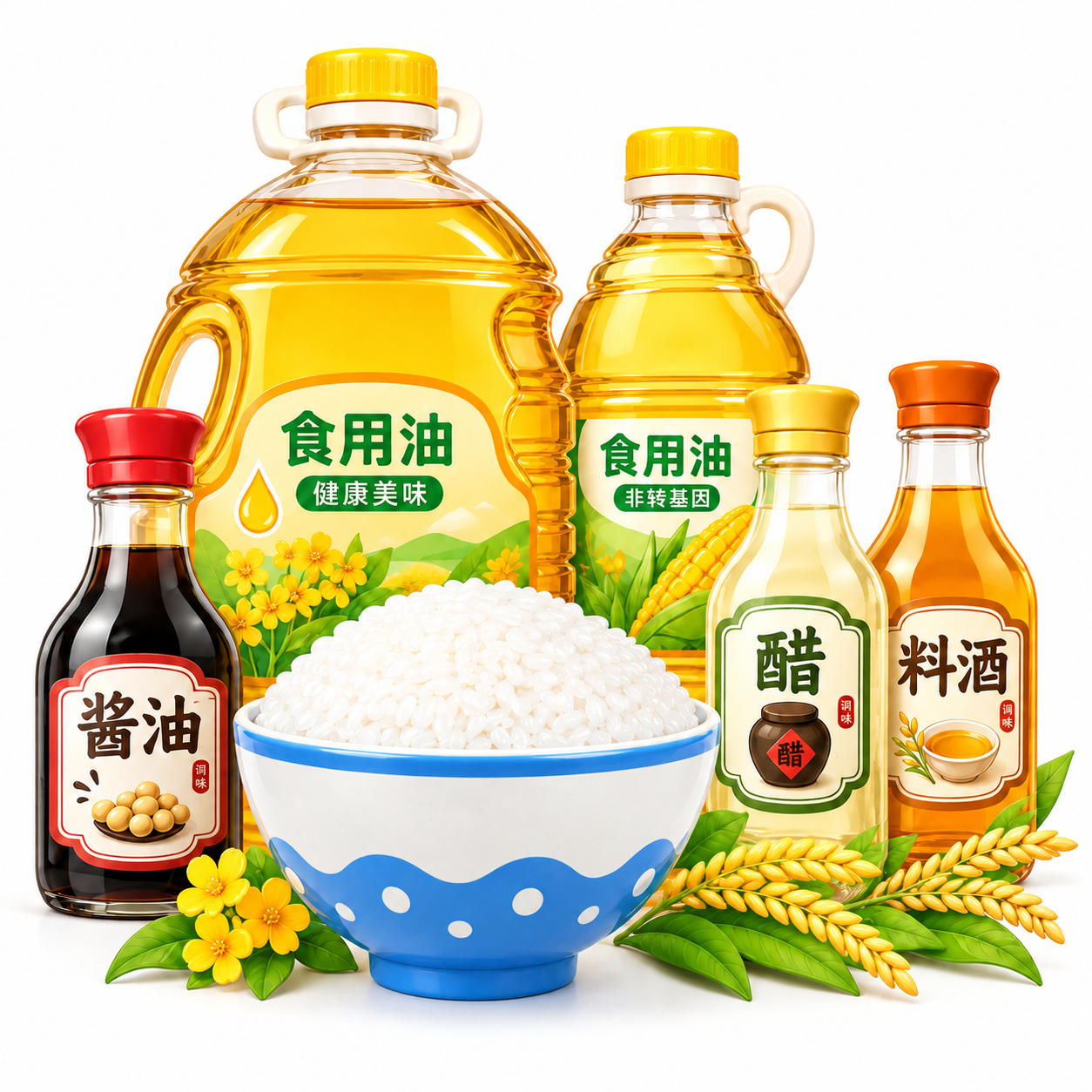 去掉图片中的所有鸡蛋（完整鸡蛋和打开的蛋壳蛋黄），保留食用油、… - 图片创意预览