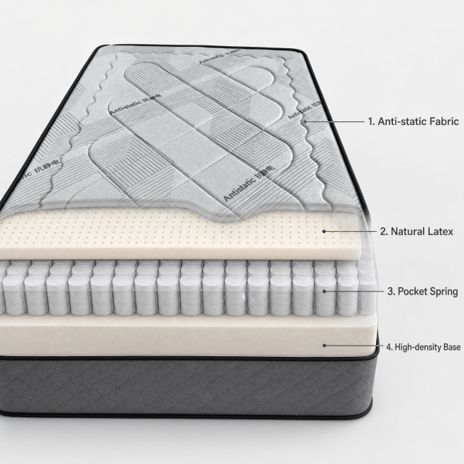 [Main Image 3] Mattress internal material layer display. Keep the mattress surface color and contour预览效果