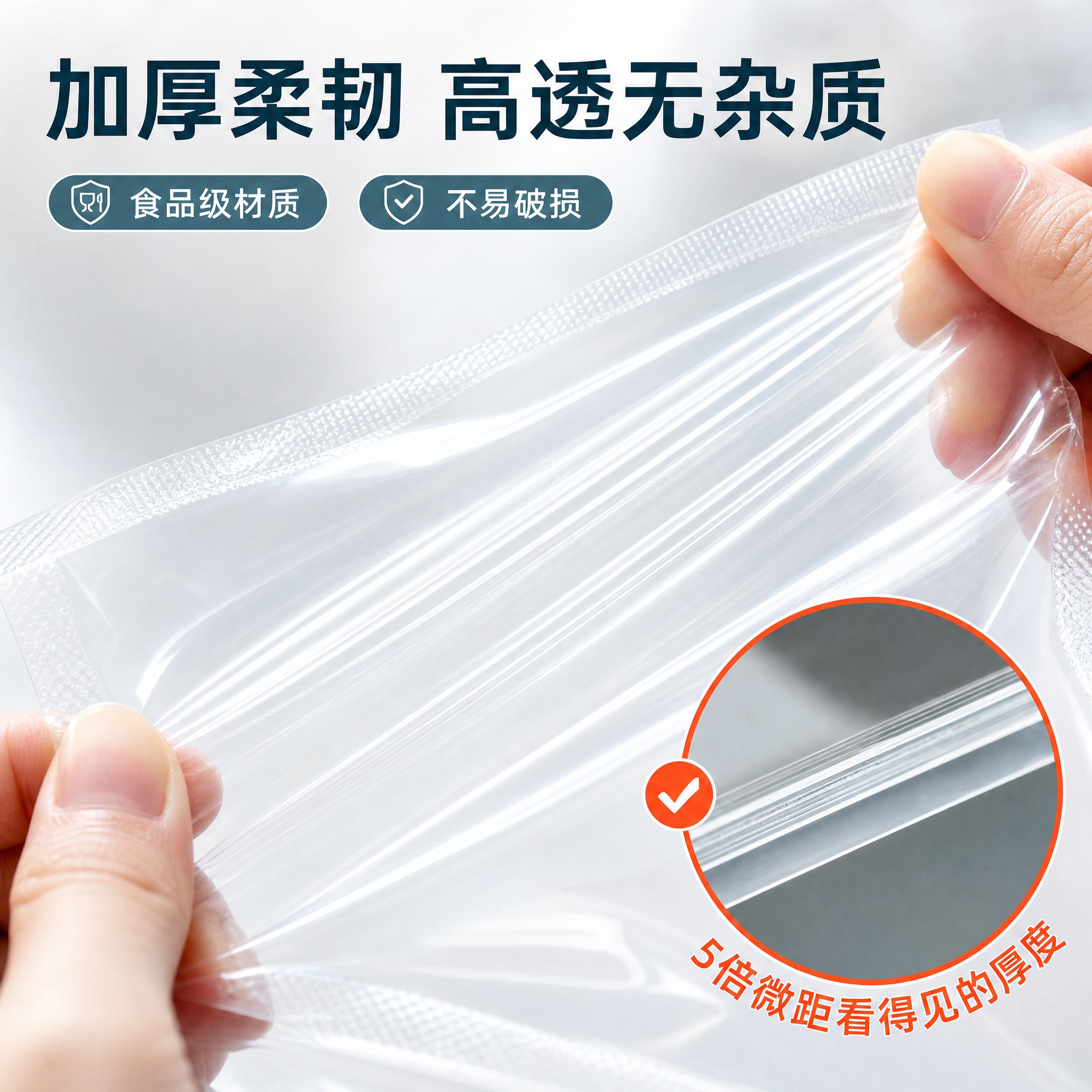 [主图-3] 聚酯光面真空袋 材质韧性与透明度品质证明。唯一任… - 图片创意预览