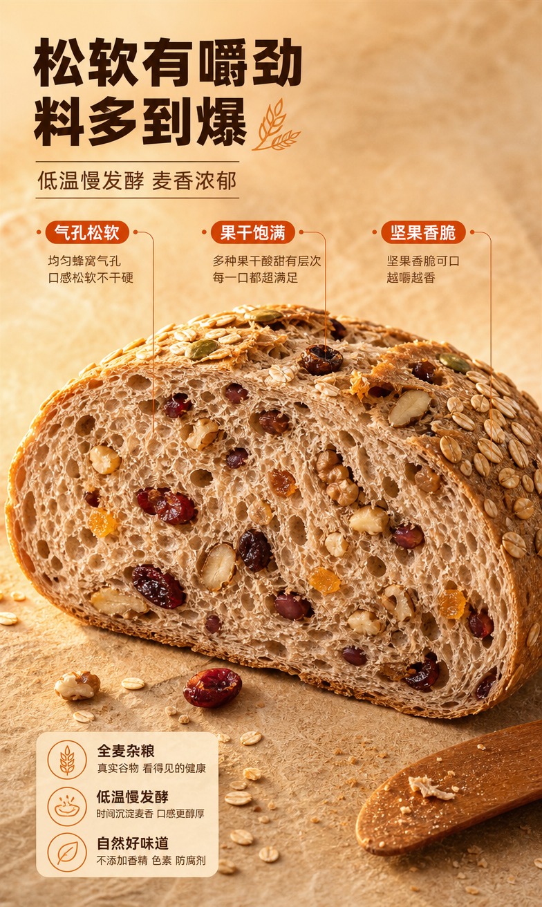 [商品] 使用【图1】全麦杂粮欧包；保留面包表皮谷物颗粒、颜色… - 图片创意预览