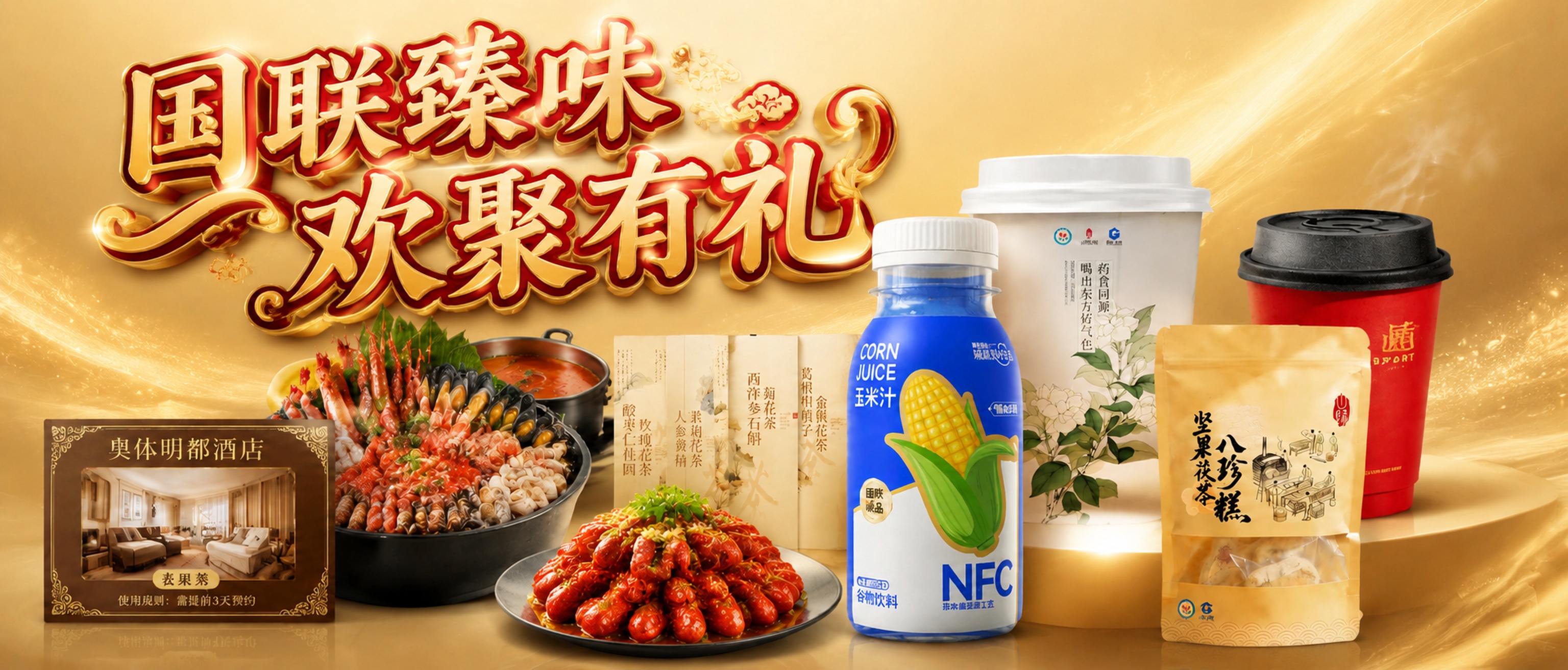 基于原图国联臻味欢聚有礼banner调整，保持尺寸1193*5… - 图片创意预览