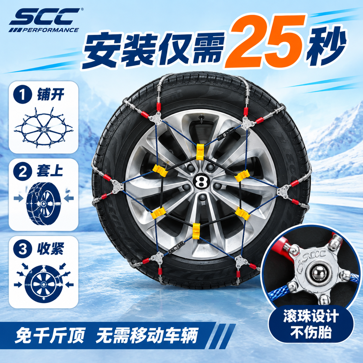 [主图-3] SCC防滑链快速安装卖点图，核心任务：突出25秒… - 图片创意预览