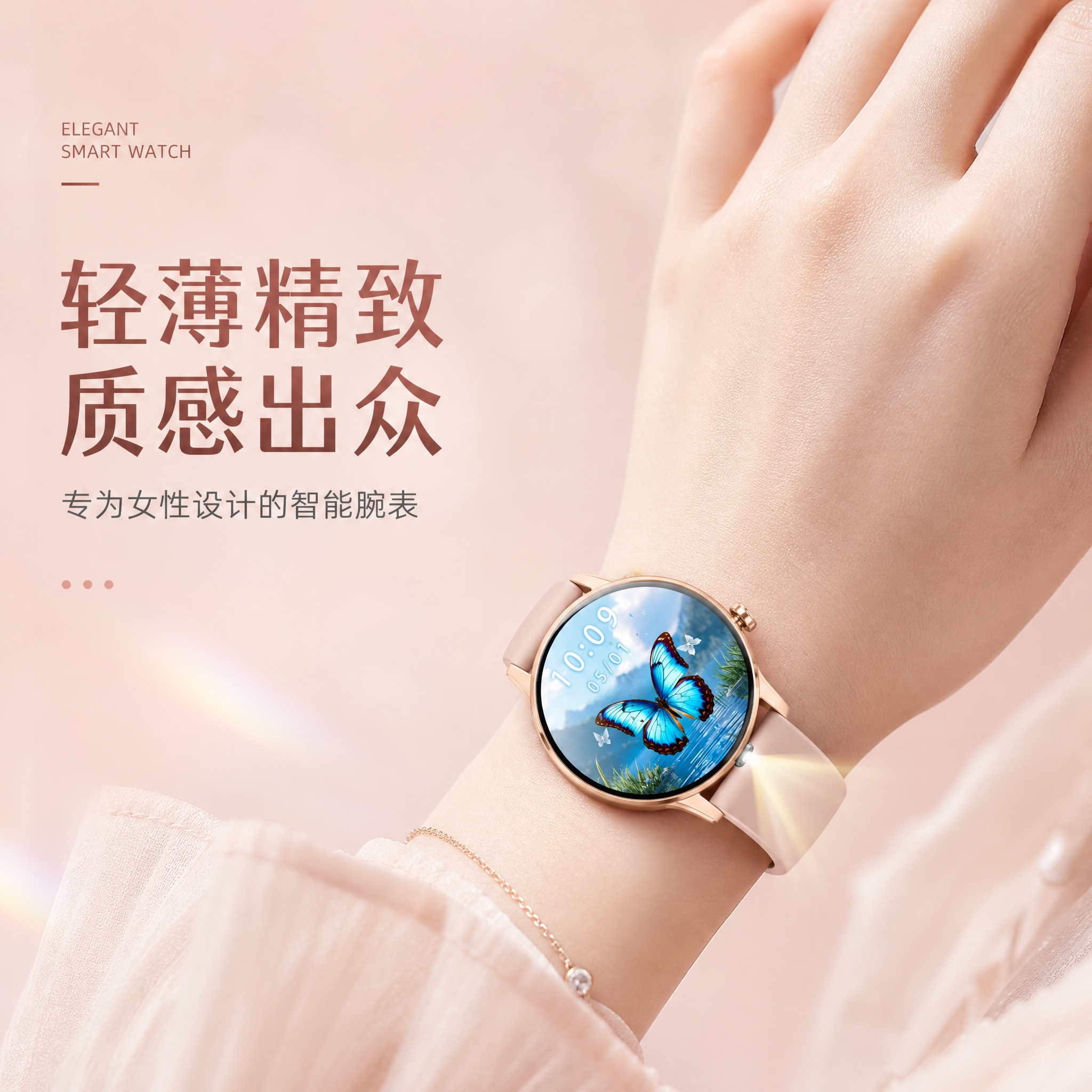 [主图-1] 女性智能手表主图首图，核心任务是商品识别与精致轻… - 图片创意预览