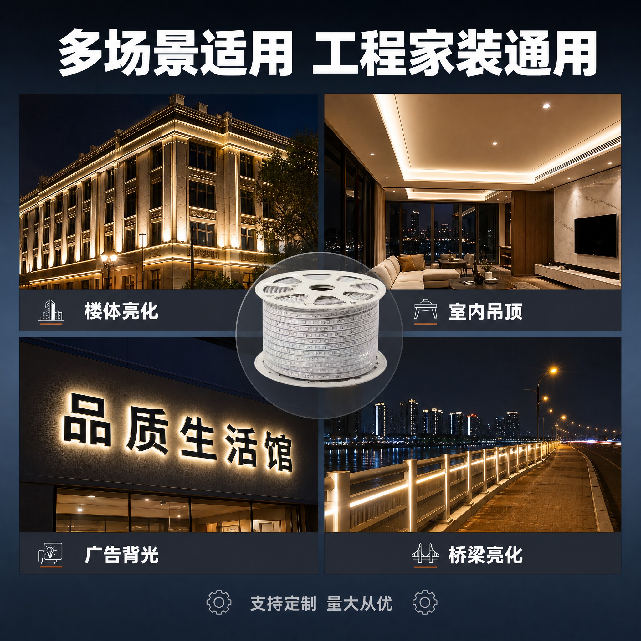 [主图-4] LED高压灯带 220V户外防水软灯条 多场景应… - 图片创意预览