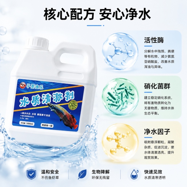 [主图-3] 成分展示-核心成分解析图。本屏使用【图1】作为商品主体。
[氛围风格] 干净安心，突出成分安全
[画质] 商业摄影质感，通透清晰，细节真实
[元素] 产品瓶身放在左上位置，占比约45%，预览效果