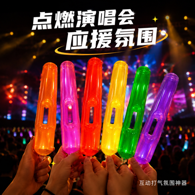 「图片1」，生成一套主图（5张），商品名称是演唱会应援PVC充气发光棒，材质PVC，用于演唱会应援气氛，适配1688平台，主图比例为1:1预览效果