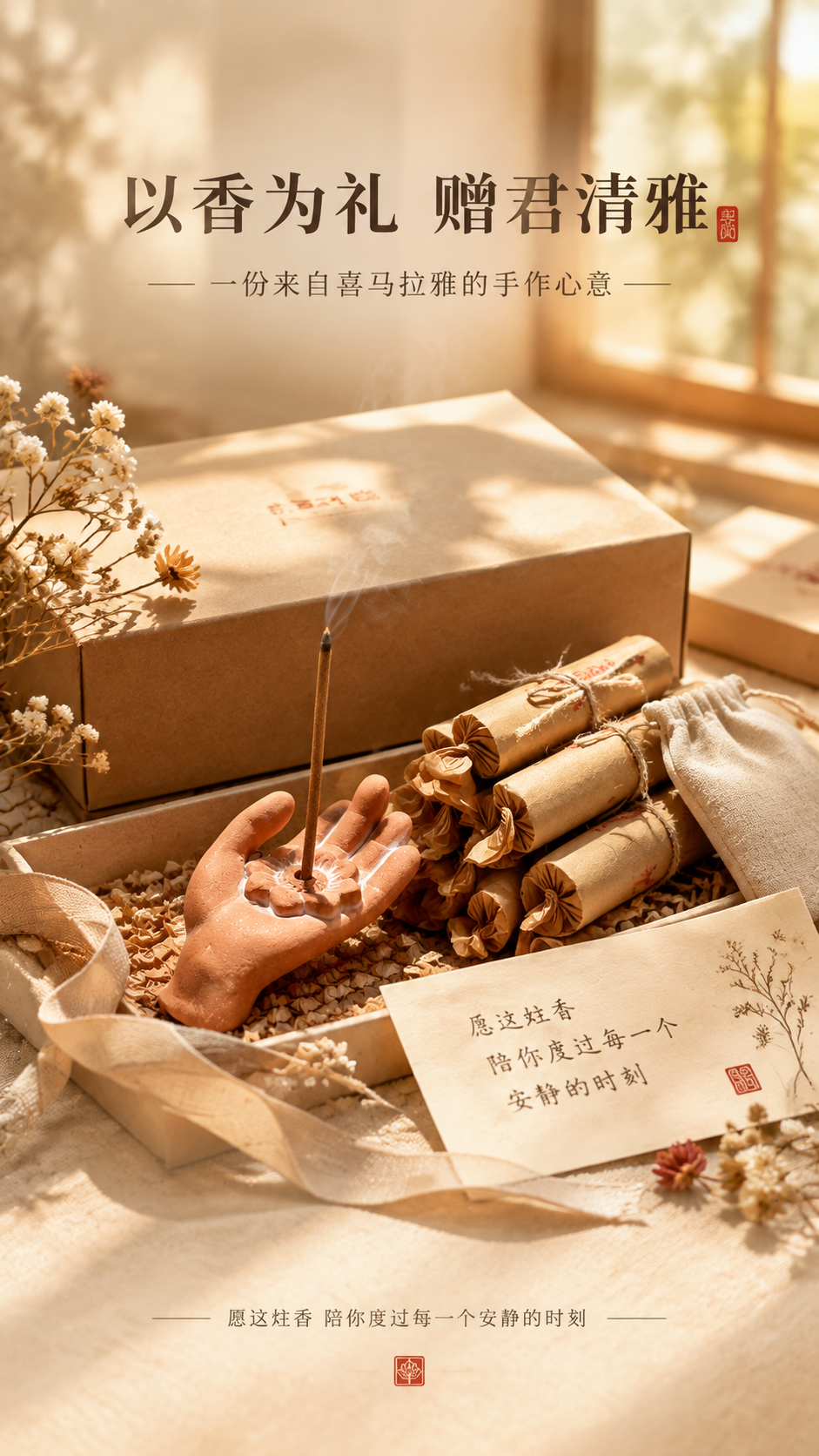 [商品] 使用【图1】佛手粗陶香插与藏香礼盒；保留香插陶土质感… - 图片创意预览