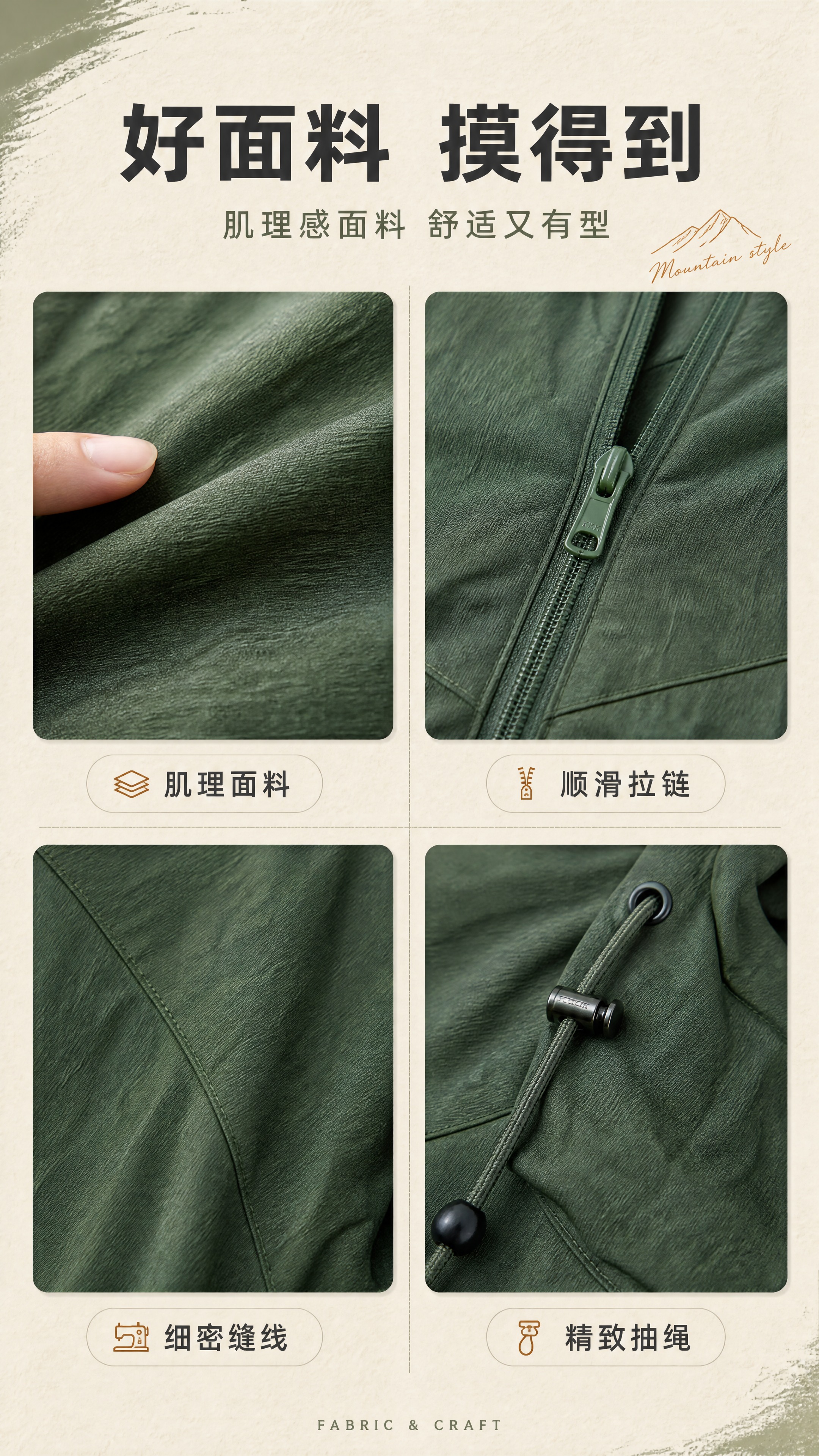 [商品] 使用【图1】橄榄绿连帽休闲夹克；商品处理：保留连帽抽… - 图片创意预览