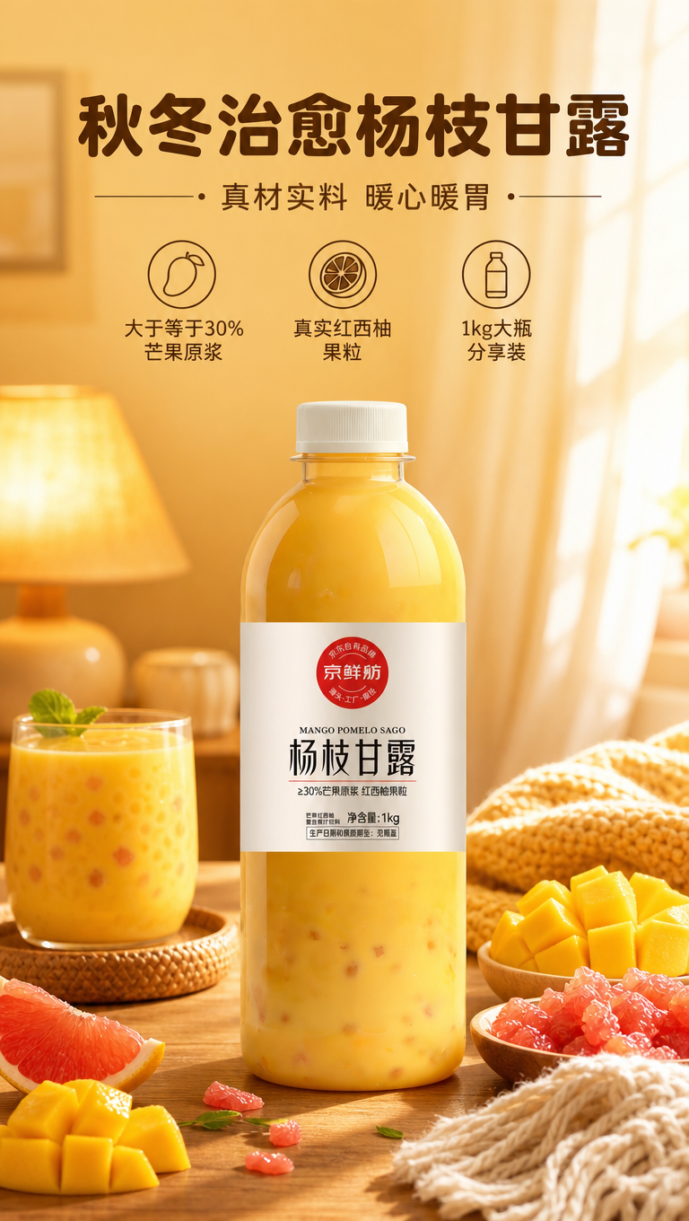 [商品] 使用【图1】京鲜舫杨枝甘露1kg瓶装饮料；保留瓶身标… - 图片创意预览