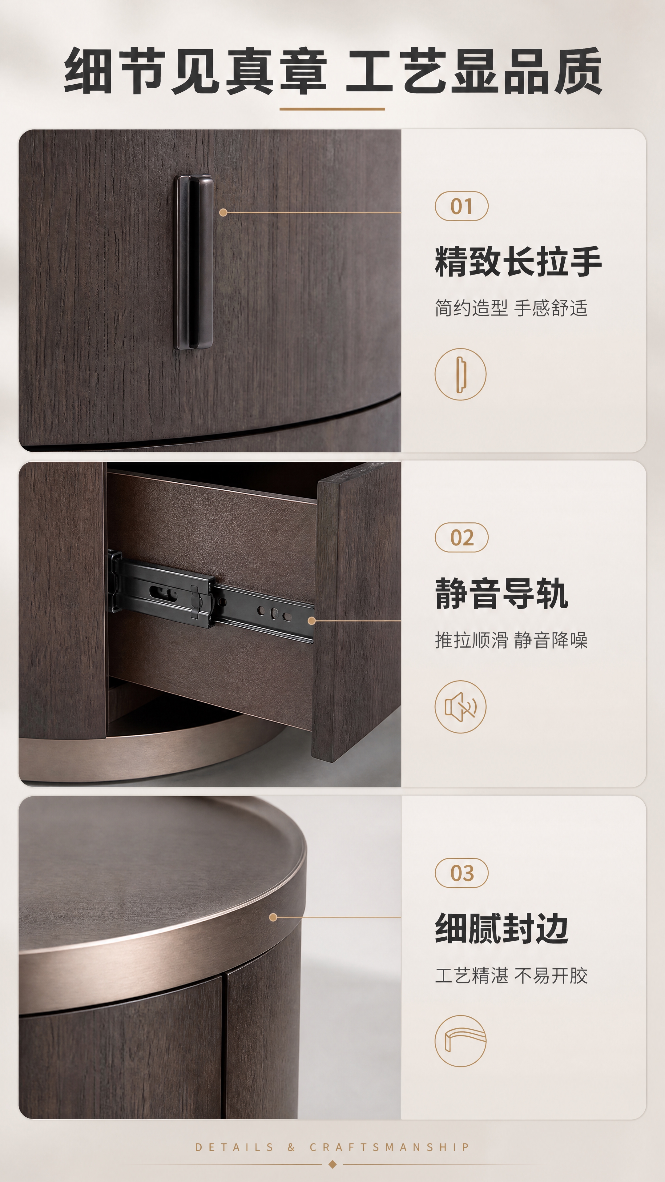 [商品] 使用【图1】DL-8817圆形双抽屉床头柜；保留圆形… - 图片创意预览