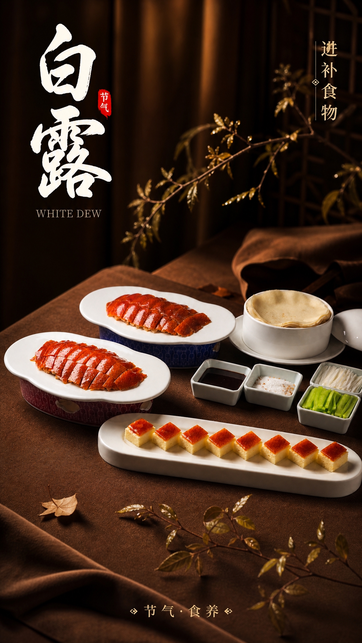 白露节气美食海报，9:16竖版，写实商业摄影风格，高级美食摄影… - 图片创意预览