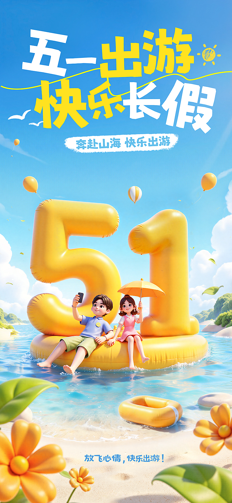 五一劳动节长假出游宣传海报