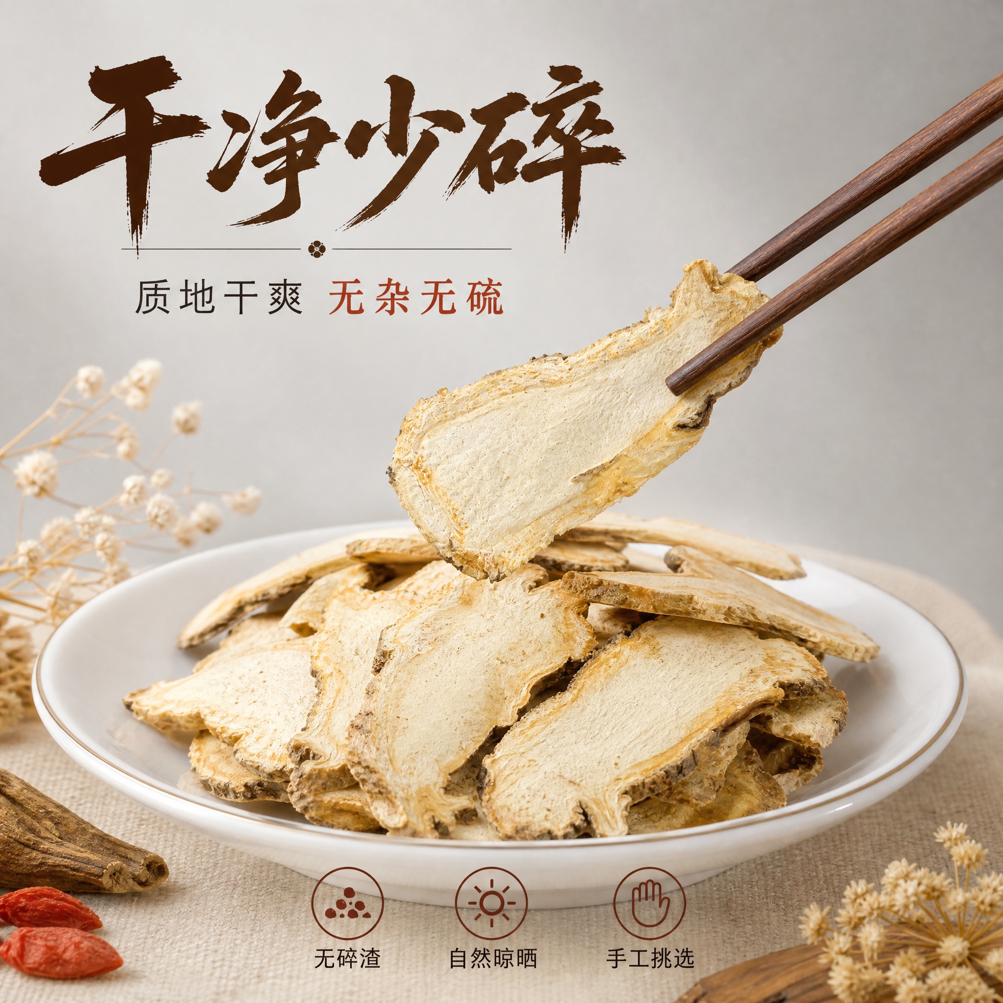 [主图-3] 干净少碎质地干爽卖点图，突出品质干净、无杂质、干… - 图片创意预览
