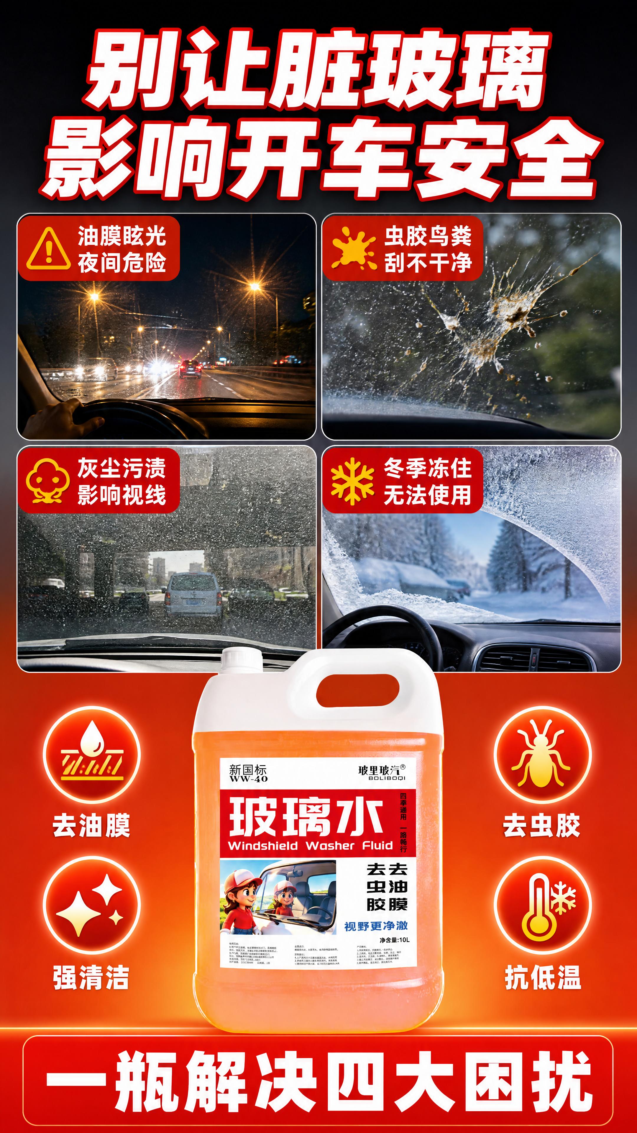 [商品] 使用【图1】玻里玻汽10L装去虫胶去油膜玻璃水；保留… - 图片创意预览