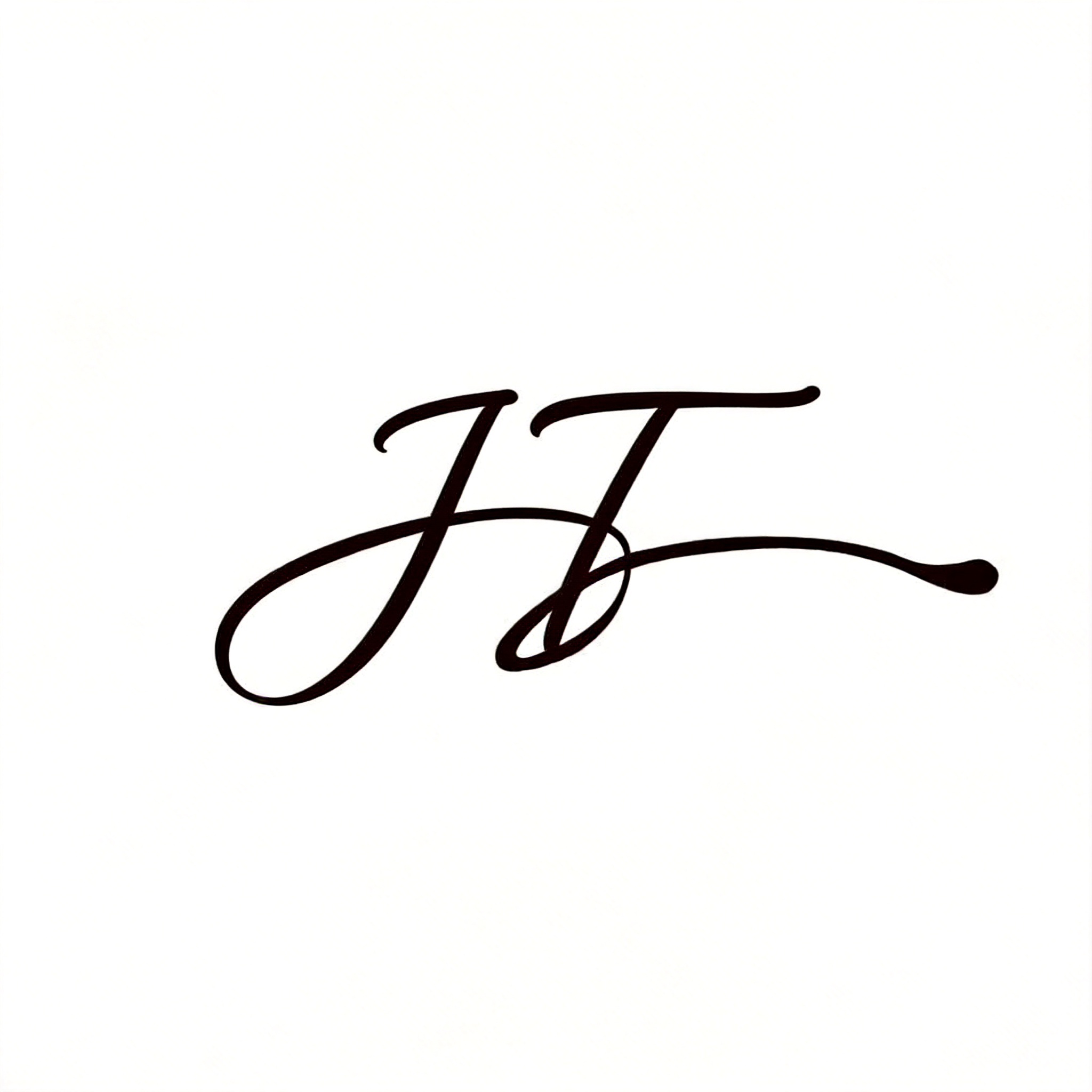 干净的纯白色背景，平面签名艺术字体设计，主体文字为"JT"，两… - 图片创意预览