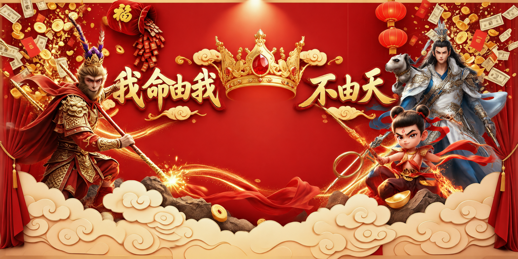 基于参考图进行修改，保留红色背景板和上面的装饰样式（包括顶部福… - 图片创意预览